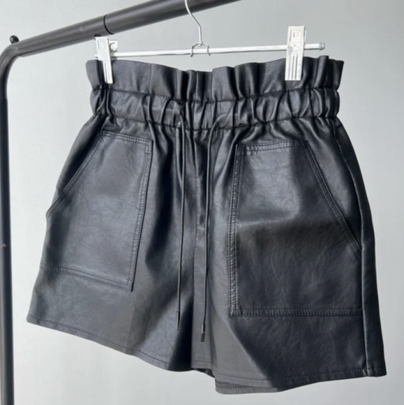 Black Faux Leather Shorts
